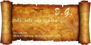 Dékány Gyula névjegykártya